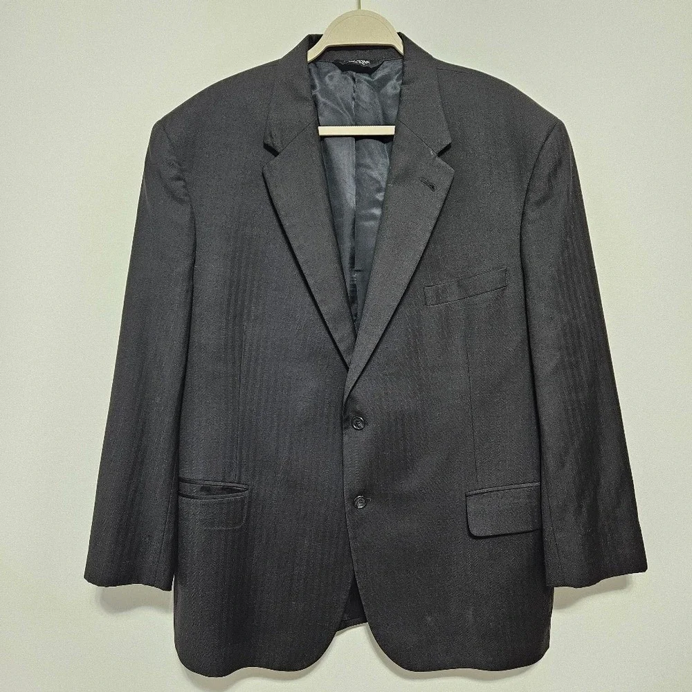 Jos A. Bank Mens 100% Wool Sport Coat‎ Blazer Jacket Wedding Preppy Black 46S